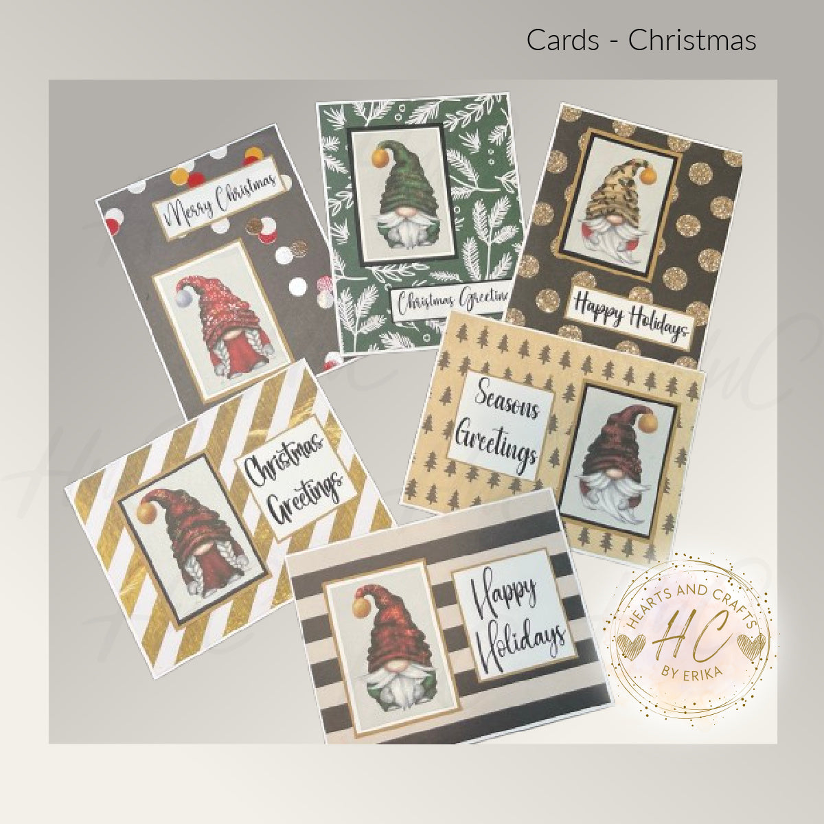 6pk Handcrafted Christmas Holiday Card Set (23-05)