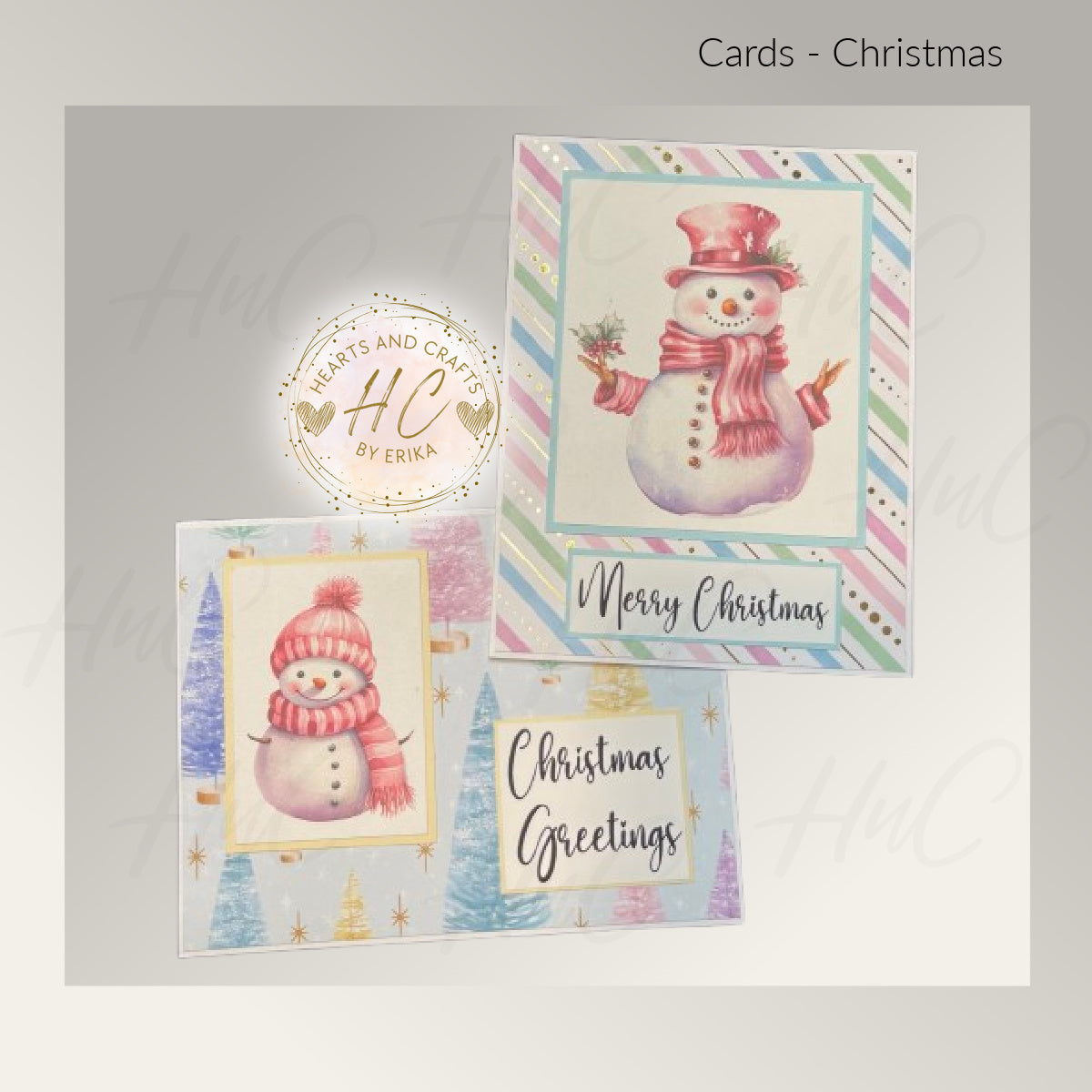 8pk Handcrafted Christmas Holiday Card Set (23-11)