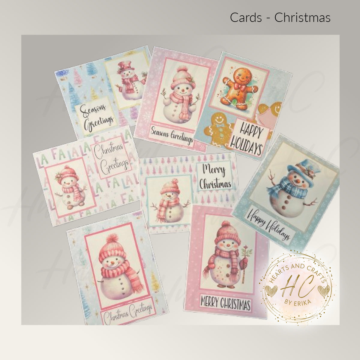 8pk Handcrafted Christmas Holiday Card Set (23-12)