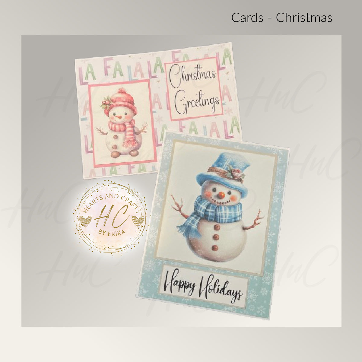 8pk Handcrafted Christmas Holiday Card Set (23-12)