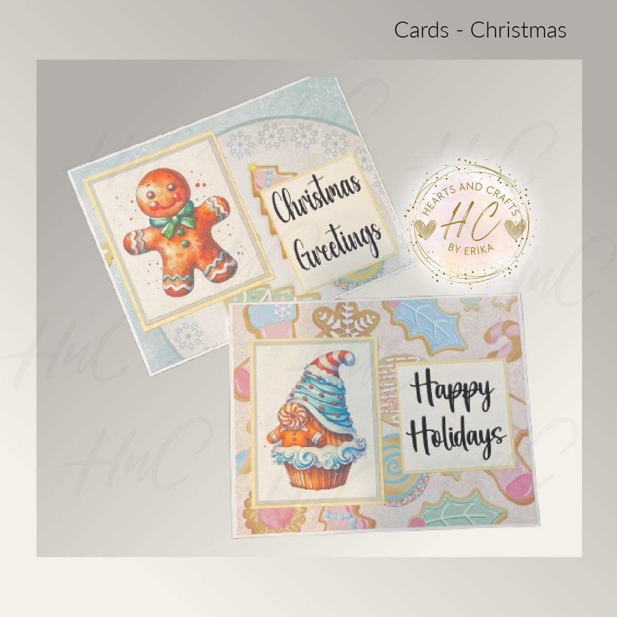 8pk Handcrafted Christmas Holiday Card Set (23-13)