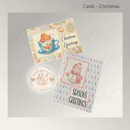 9pk Handcrafted Christmas Holiday Card Set (23-14)