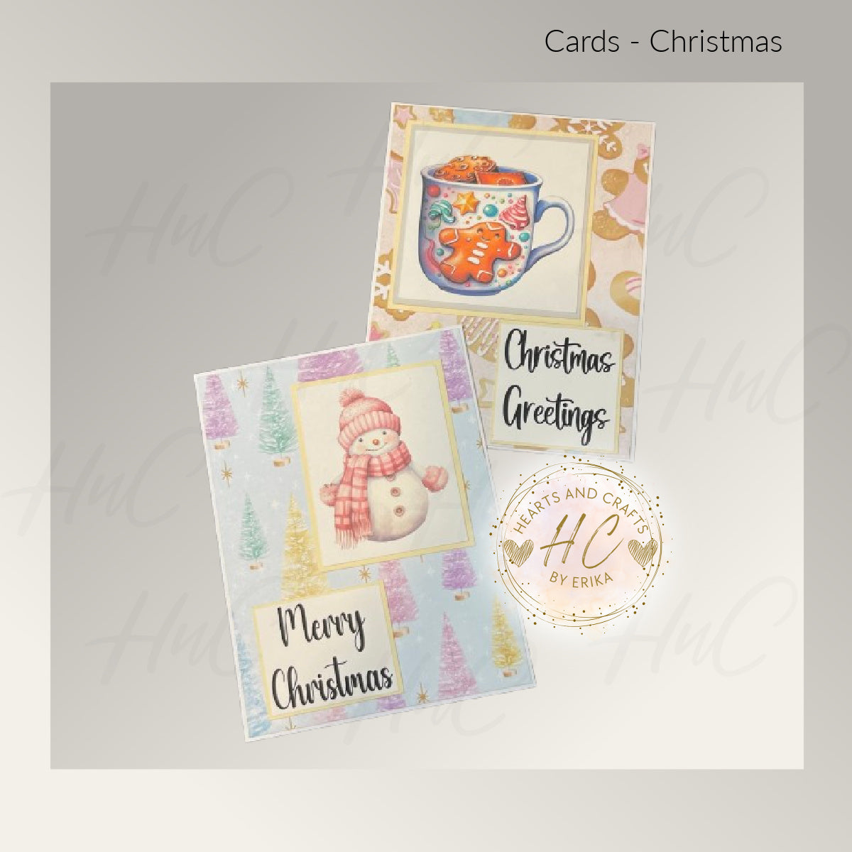 9pk Handcrafted Christmas Holiday Card Set (23-14)