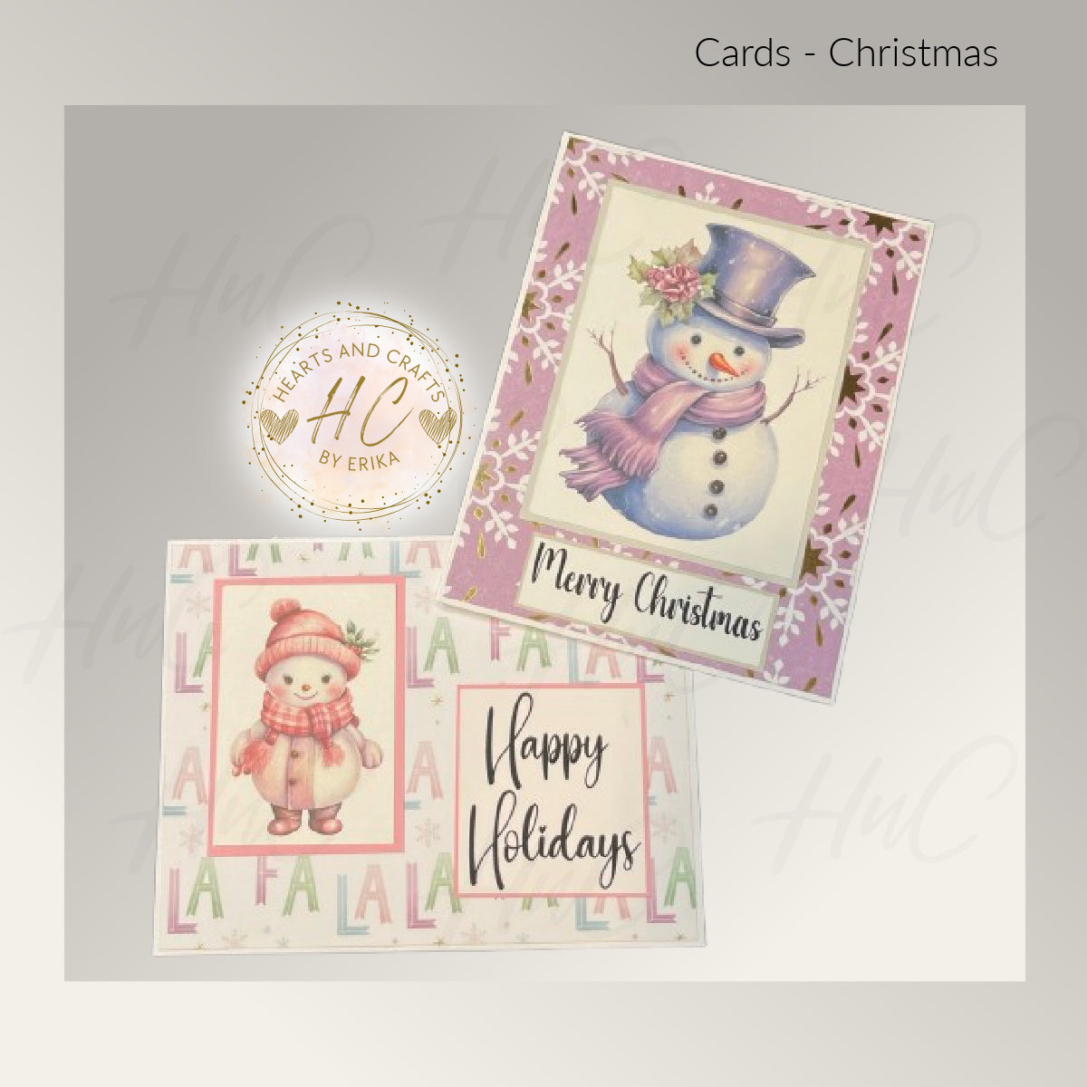 9pk Handcrafted Christmas Holiday Card Set (23-14)