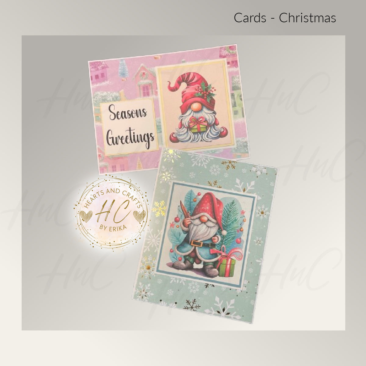 8pk Handcrafted Christmas Holiday Card Set (23-16)