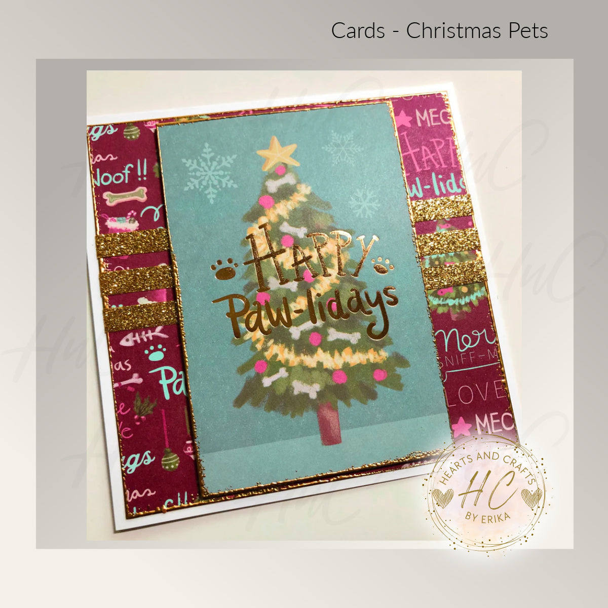 4pk Christmas Pets - Whimsical Greeting Card Set - Cat/Feline Theme (Set C3)