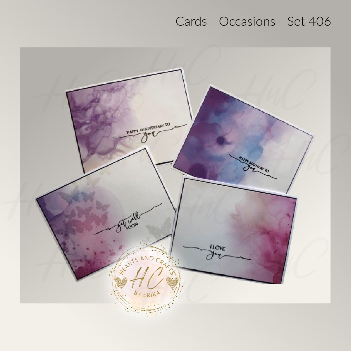 4pk Handcrafted Greeting Card Set (Set 406)