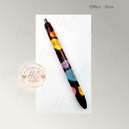 Wood wConversation Hearts - Paper Mate Inkjoy Gel Pen