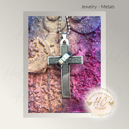 Stainless Steel Titanium Cross with the "Lords Prayer" Engraved in Spanish