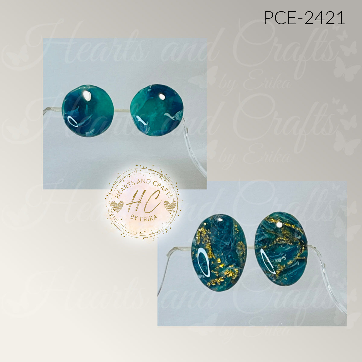 Midnight Teal Collection - Post Studs Set - 2 Pair (PCE-2421)