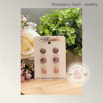 Strawberry Swirl Collection - Stud Set - 3 Pair