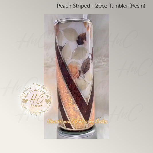 Peach Striped - 20oz Resin/Epoxy Coated Tumbler