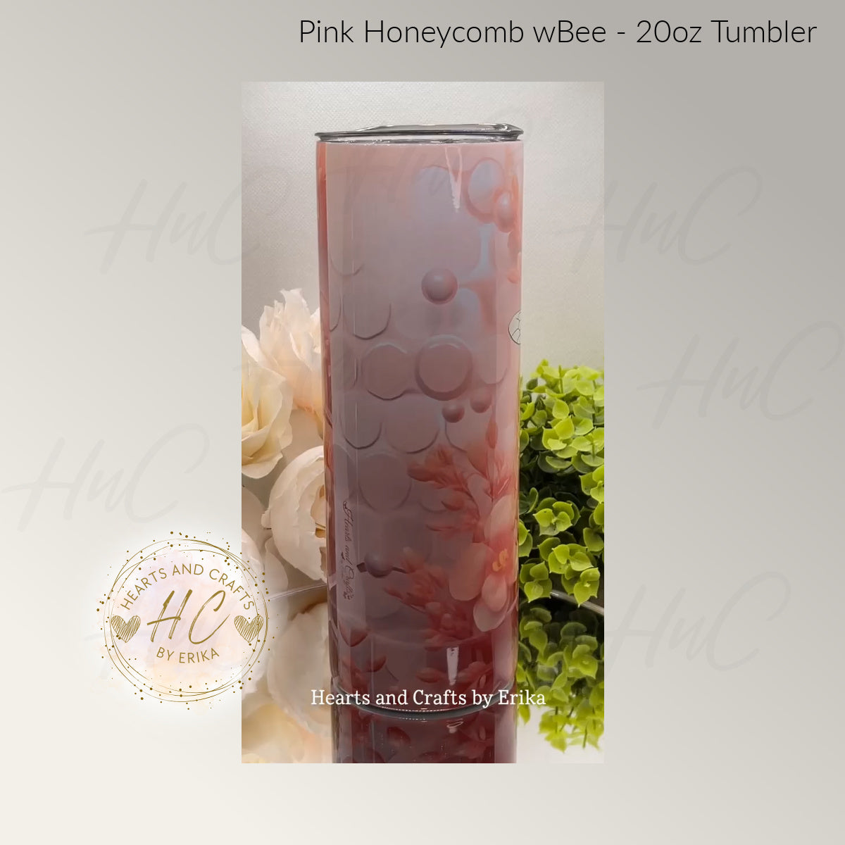 Pink Honeycomb wBee - 20oz Tumbler