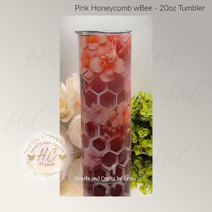 Pink Honeycomb wBee - 20oz Tumbler