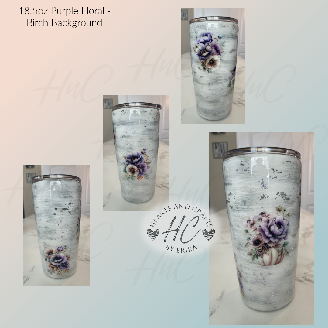 Purple Floral - Birch - 18.5oz Resin/Epoxy Coated Tumbler