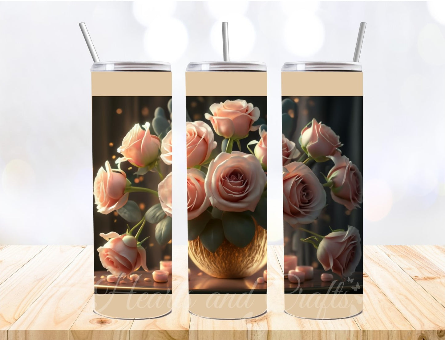 Digital - Roses 14 - 20oz Straight Tumbler Wrap