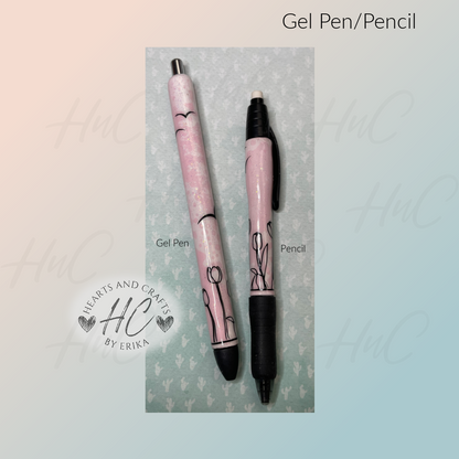Speckled Lt Pink wFlowers - Gel Pen/Pencil