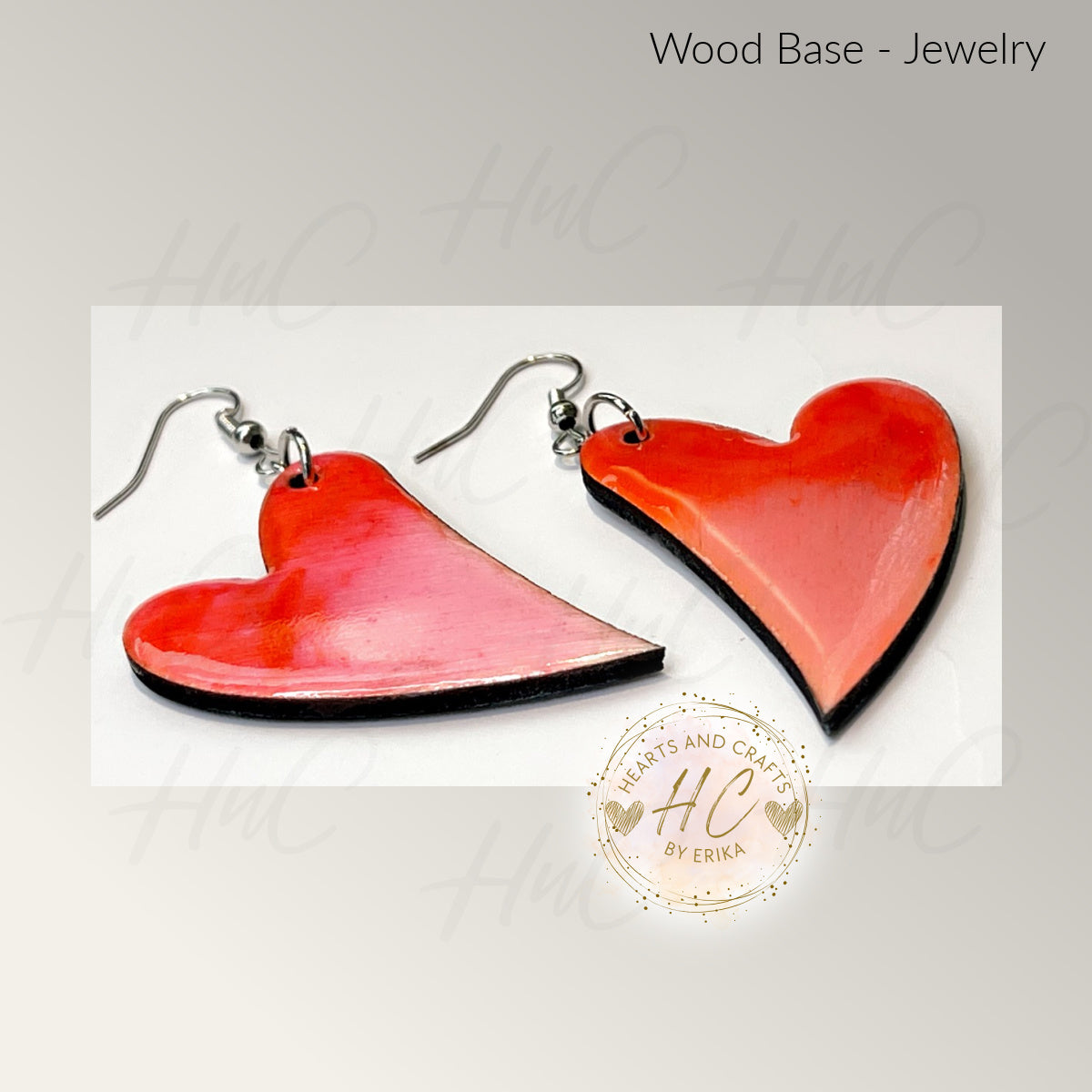Basswood Collection - Large Quirky Hearts Hook Dangle