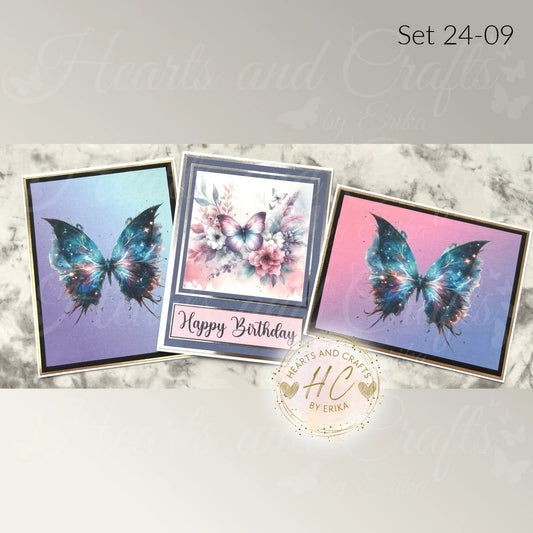 3pk Handcrafted Butterfly Card Set (24-09)