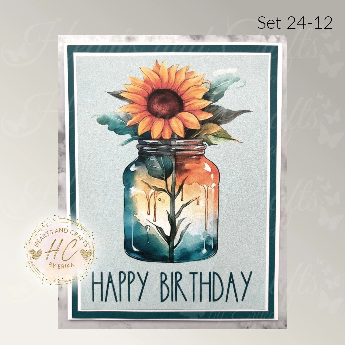 5pk Handcrafted Floral Birthday Card Set (24-12)