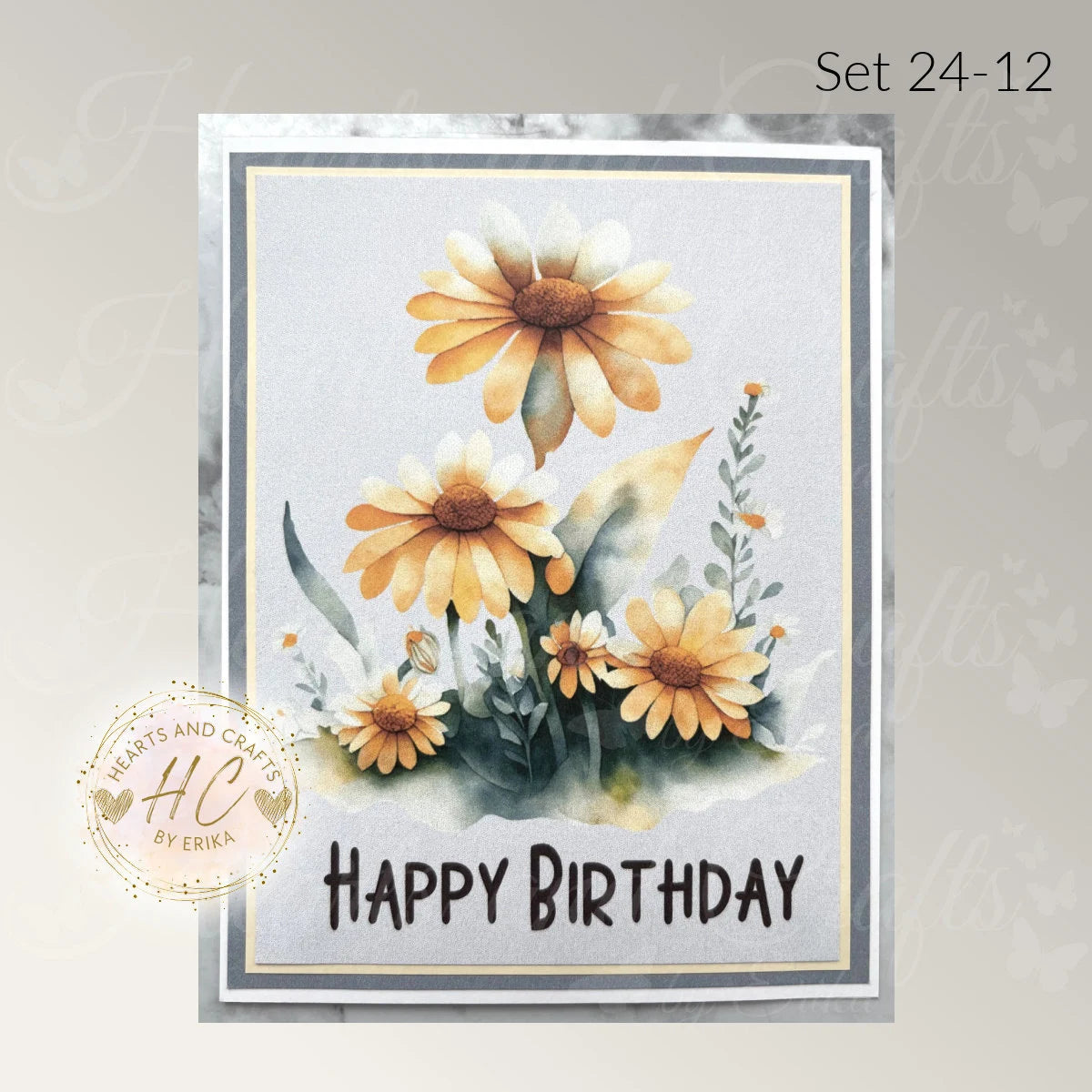 5pk Handcrafted Floral Birthday Card Set (24-12)