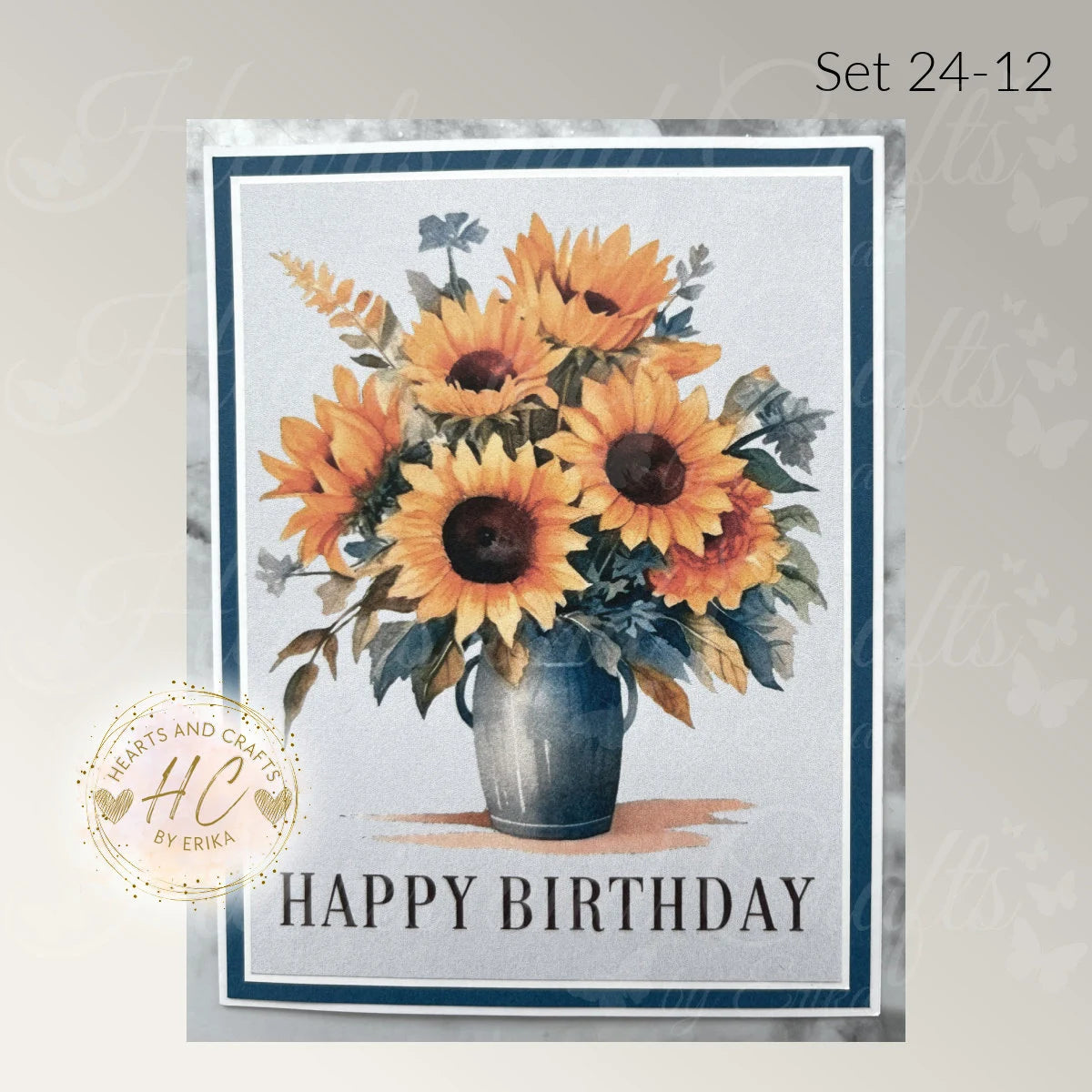 5pk Handcrafted Floral Birthday Card Set (24-12)