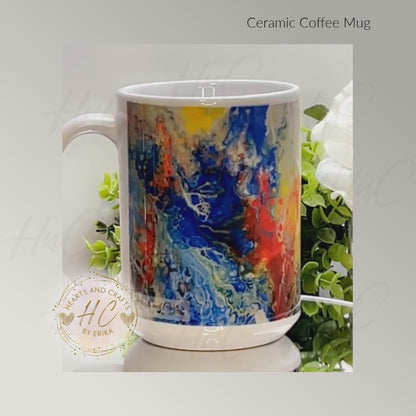 Blessed - Paint Pour - Ceramic Coffee Mug