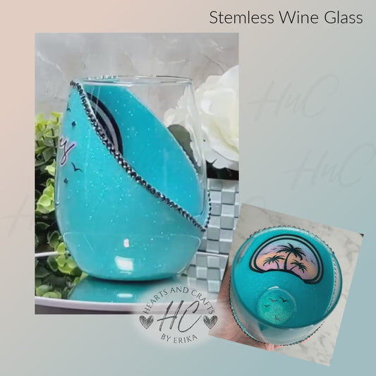 Wine Glass (Stemless) - Tropical Vibes 01