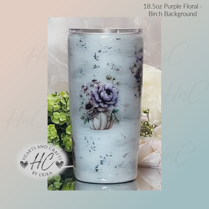 Purple Floral - Birch - 18.5oz Resin/Epoxy Coated Tumbler