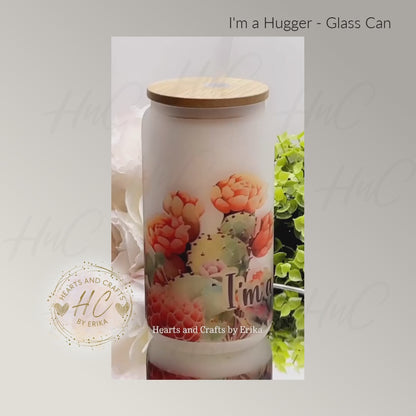 Hugger - 16oz Frosted Glass Can Cooler wBamboo Lid