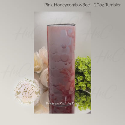 Pink Honeycomb wBee - 20oz Tumbler